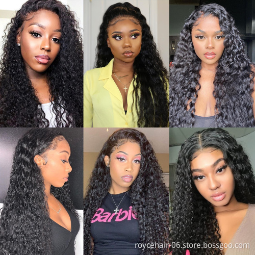 Water Wave,Wholesale 10a Virgin Burmese Human Hair Curly Weave Glueless Invisible Swiss 4x4 Lace Closure Wig With Baby Hair